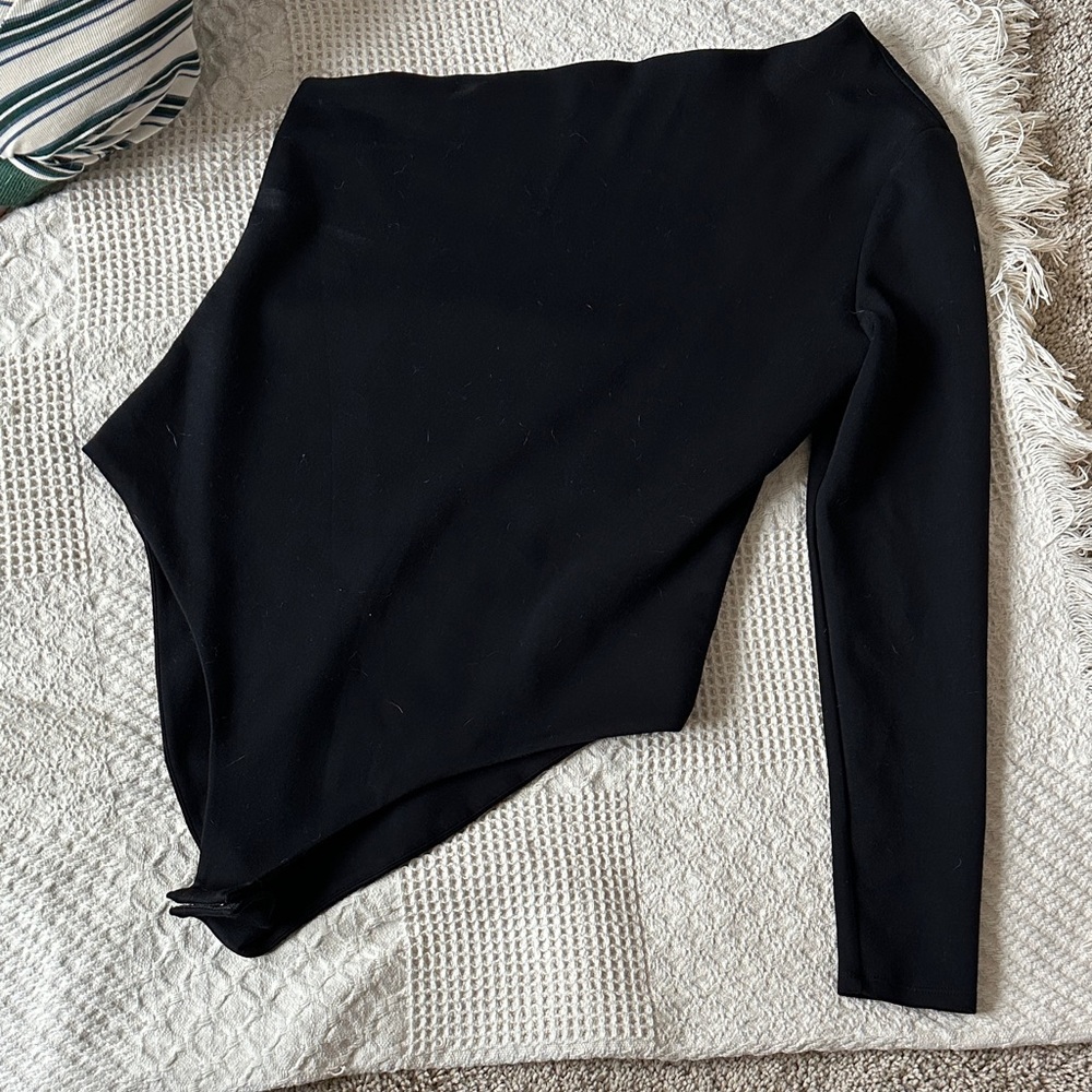 Future collective Black Asymmetrical Long Sleeve Bodysuit